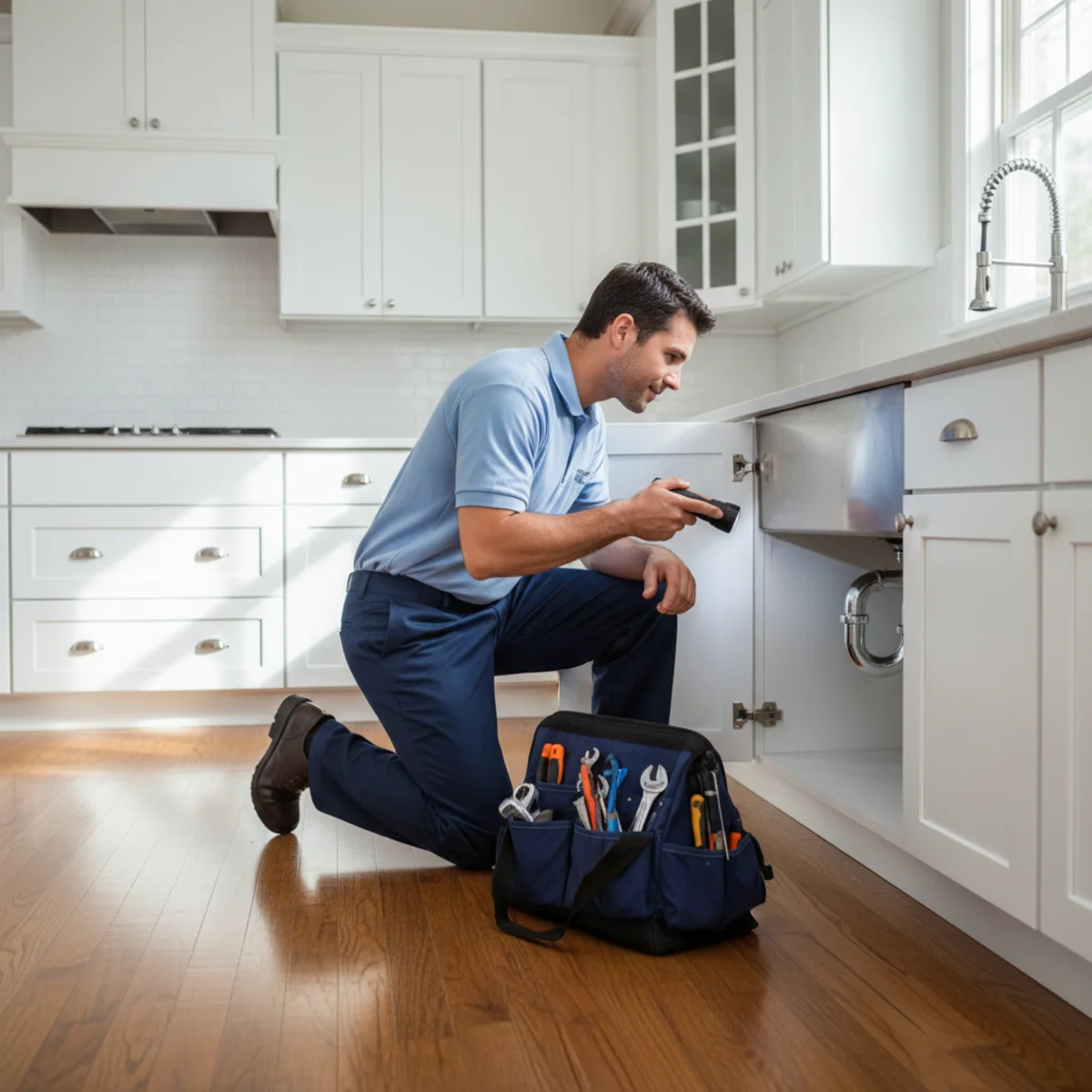 Professional plumber providing plumbing services in a Roselle Park NJ home